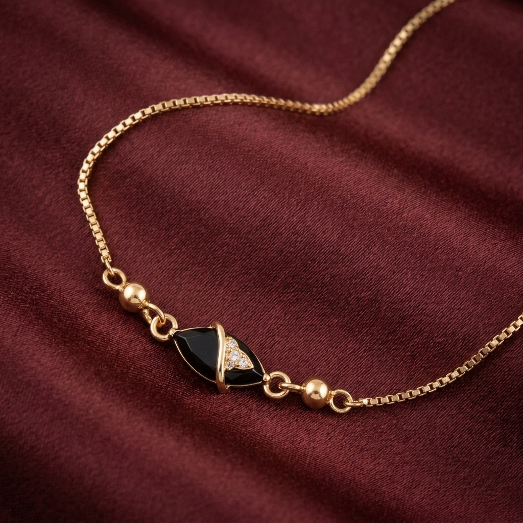 Midnight Marquise Embrace Bracelet - minimal everyday bracelet, anti tarnish gold bracelet - View 2