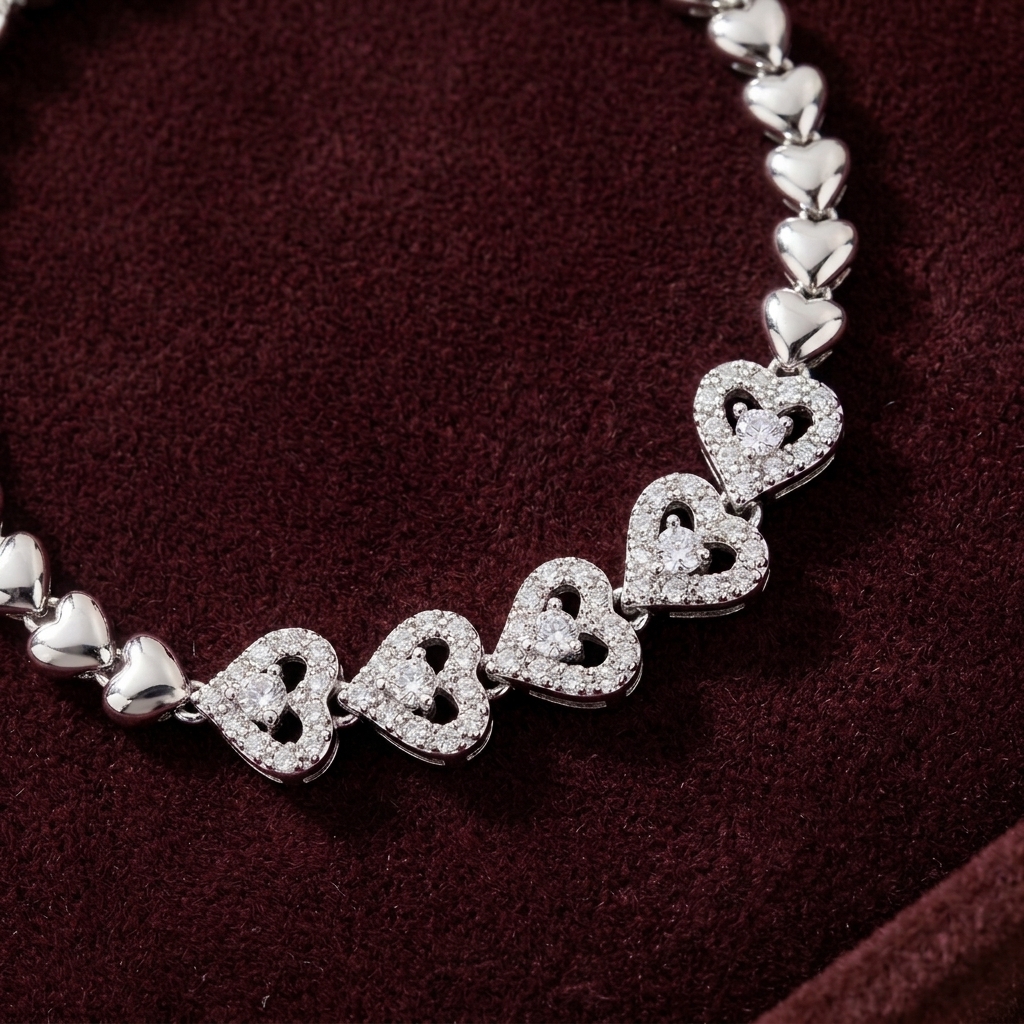 Connected Hearts Bracelet - minimal everyday bracelet, anti tarnish gold bracelet - View 2