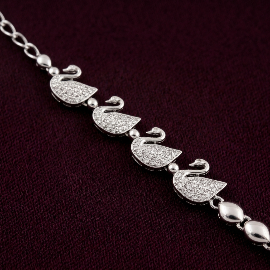 Swan Charm Bracelet - minimal everyday bracelet, anti tarnish gold bracelet - View 2