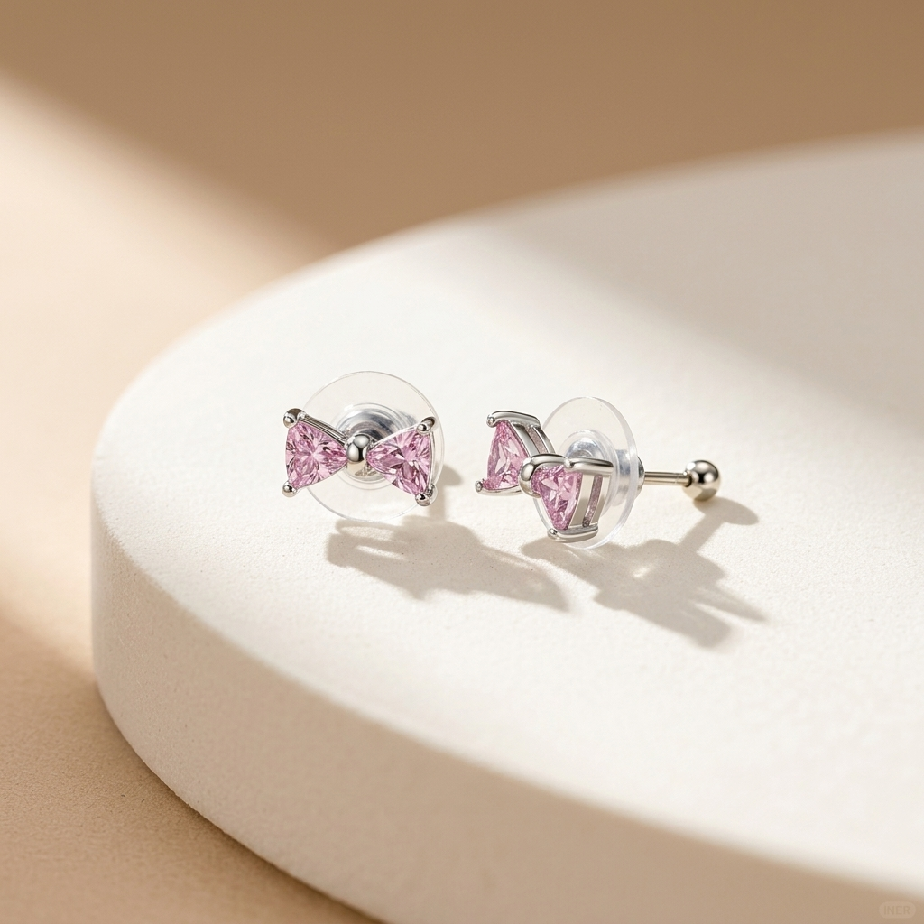 Pink bow collection - Combo - minimal everyday jewellery, anti tarnish gold jewellery - View 3