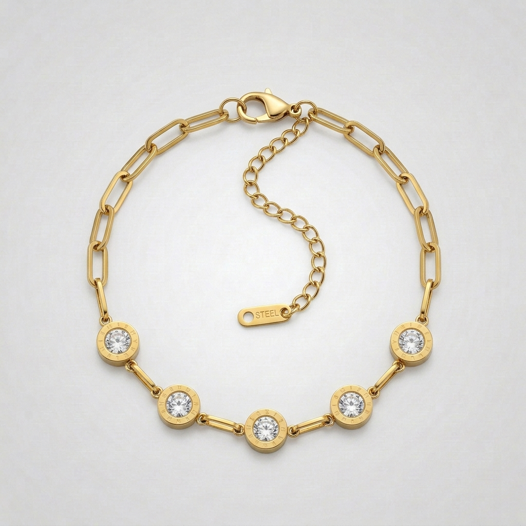 Milestone Crystal Bracelet  - minimal everyday bracelet, anti tarnish gold bracelet - View 5