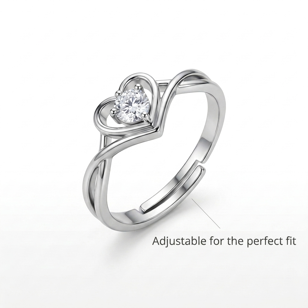 Crystal Heart Ring - minimal everyday ring, anti tarnish gold ring - View 5