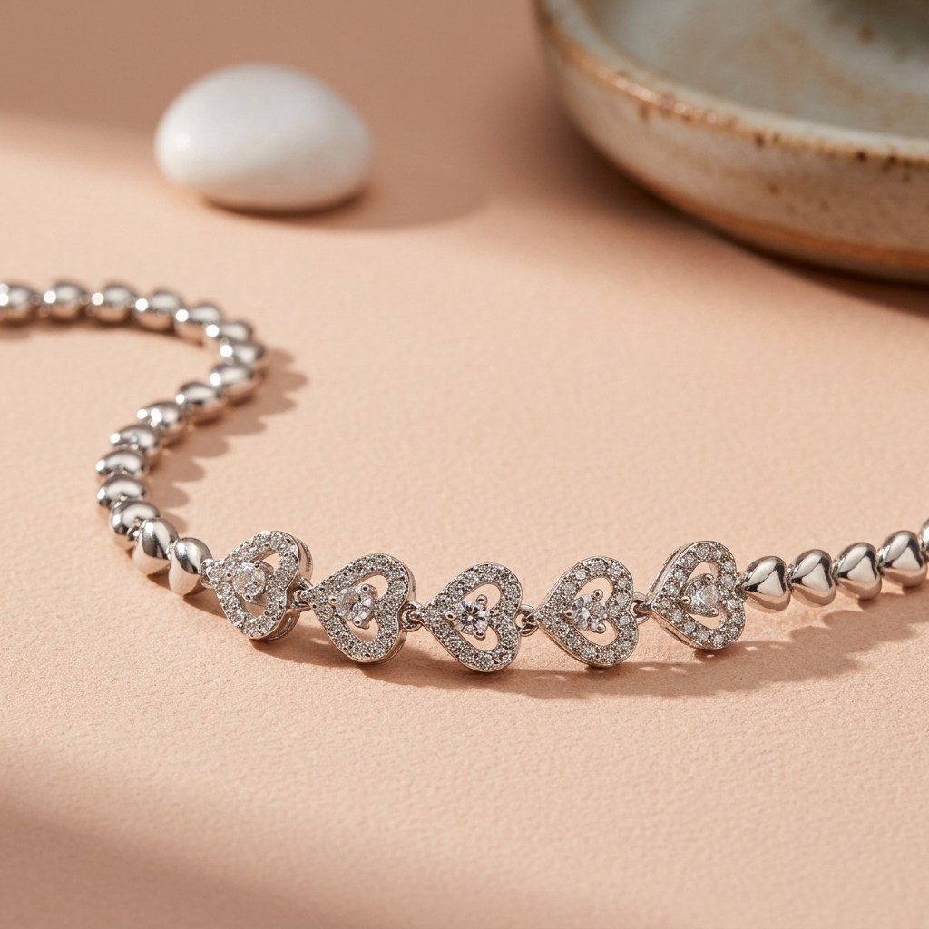 Connected Hearts Bracelet - minimal everyday bracelet, anti tarnish gold bracelet - View 7