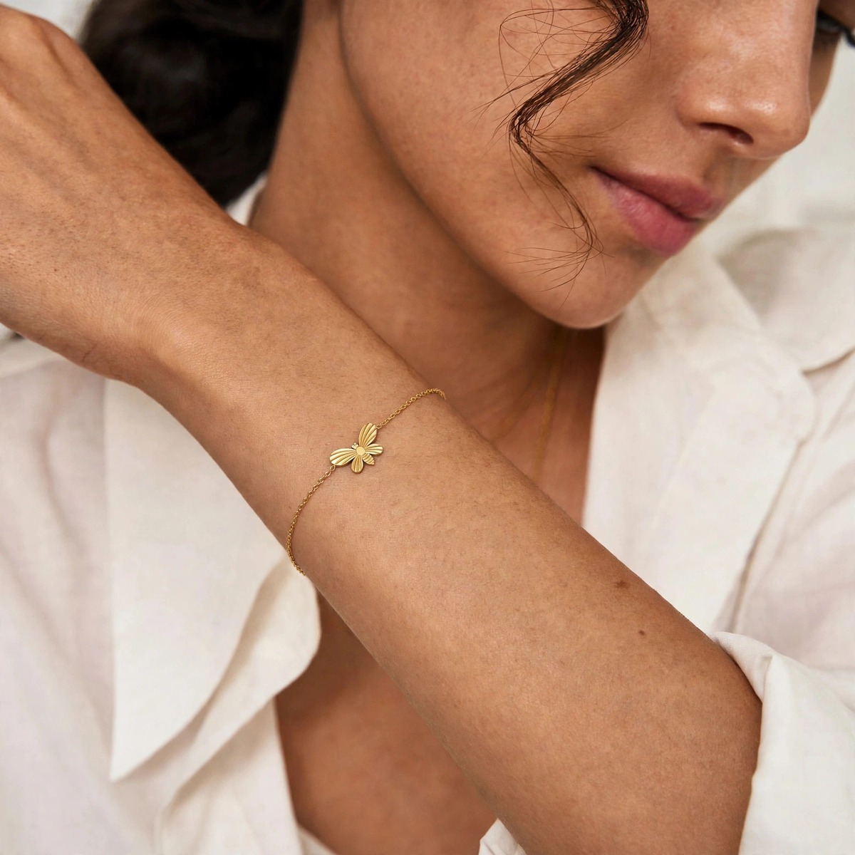 Flutter Charm Bracelet - minimal everyday bracelet, anti tarnish gold bracelet - View 5