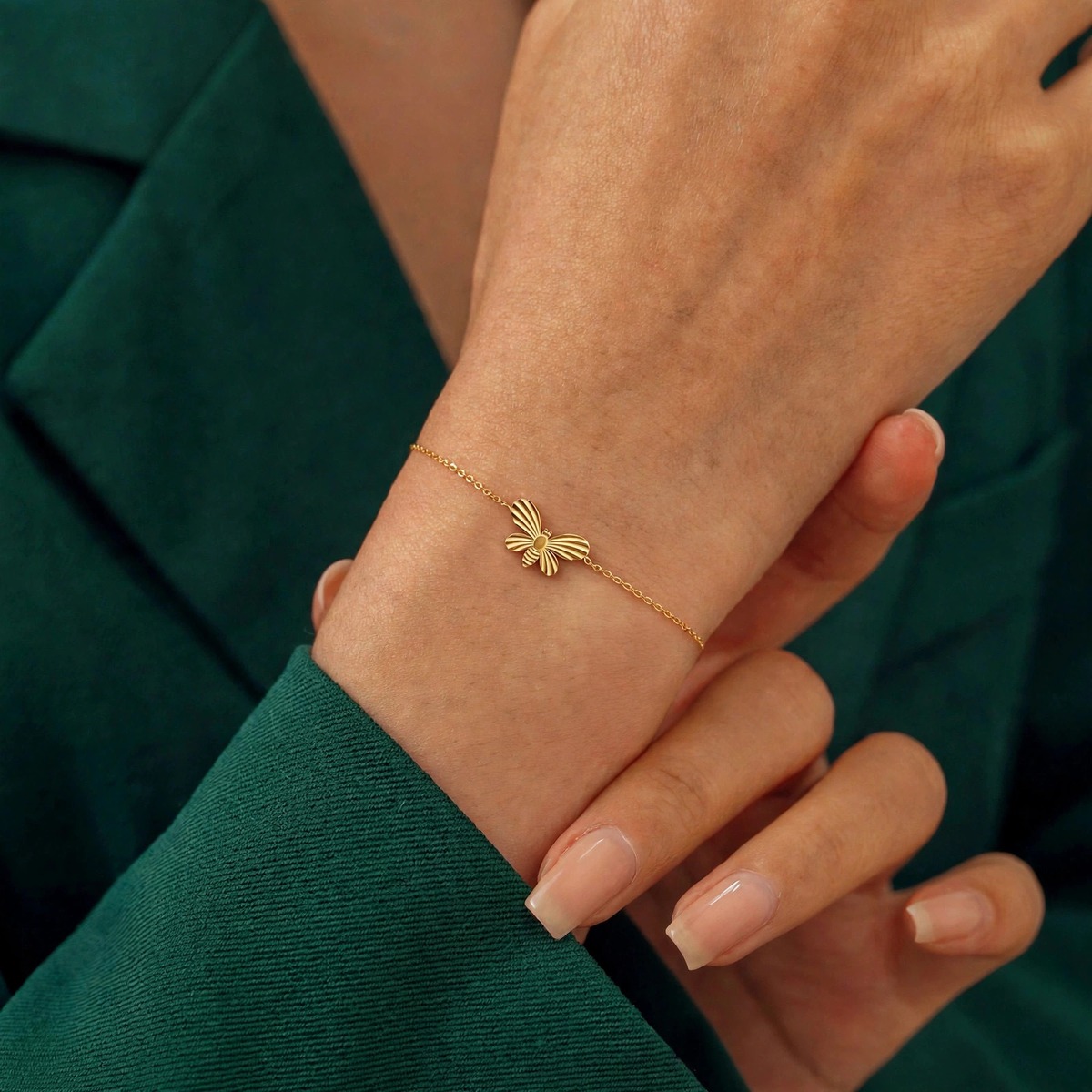 Flutter Charm Bracelet - minimal everyday bracelet, anti tarnish gold bracelet - View 7