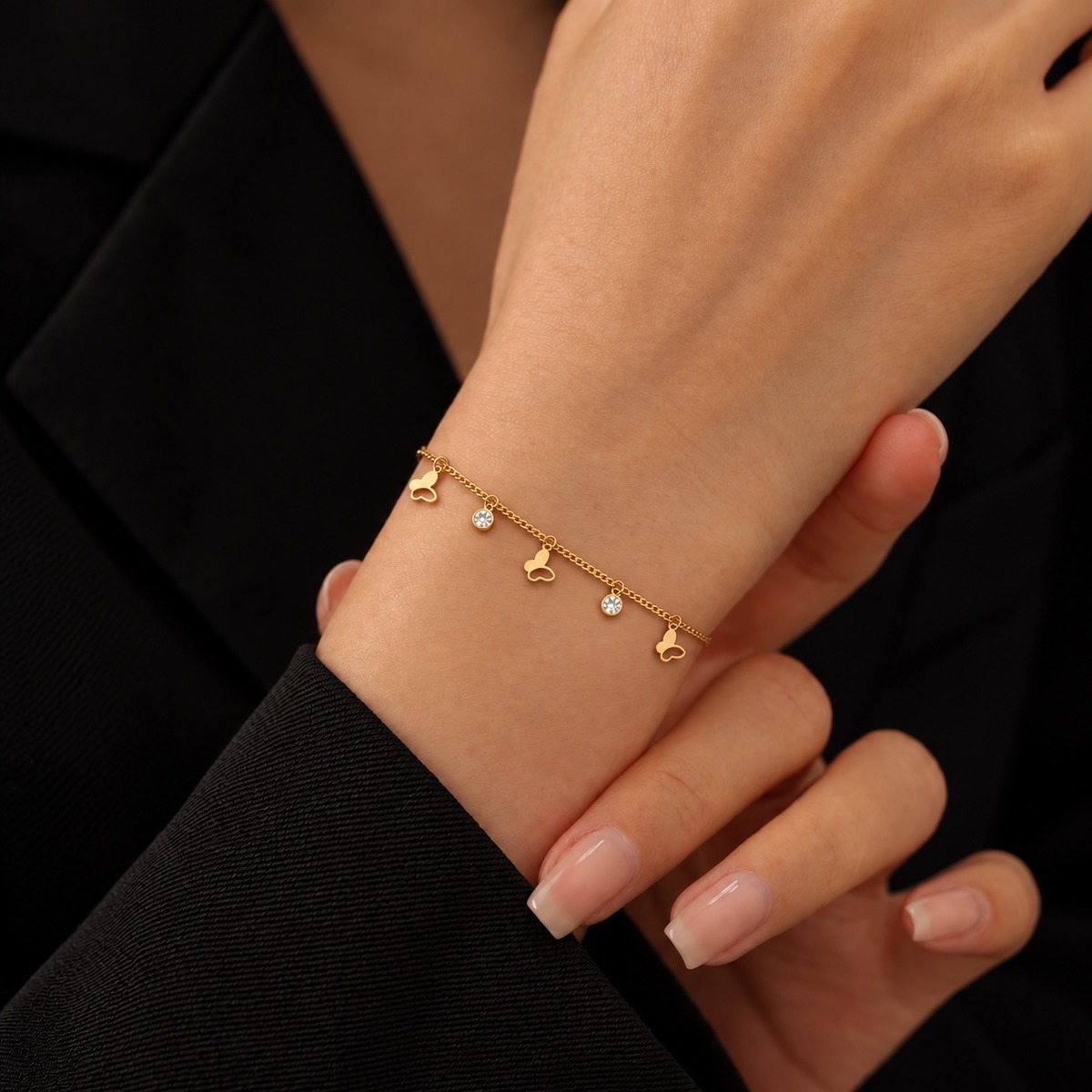 Flutter Link Bracelet - minimal everyday bracelet, anti tarnish gold bracelet - View 2