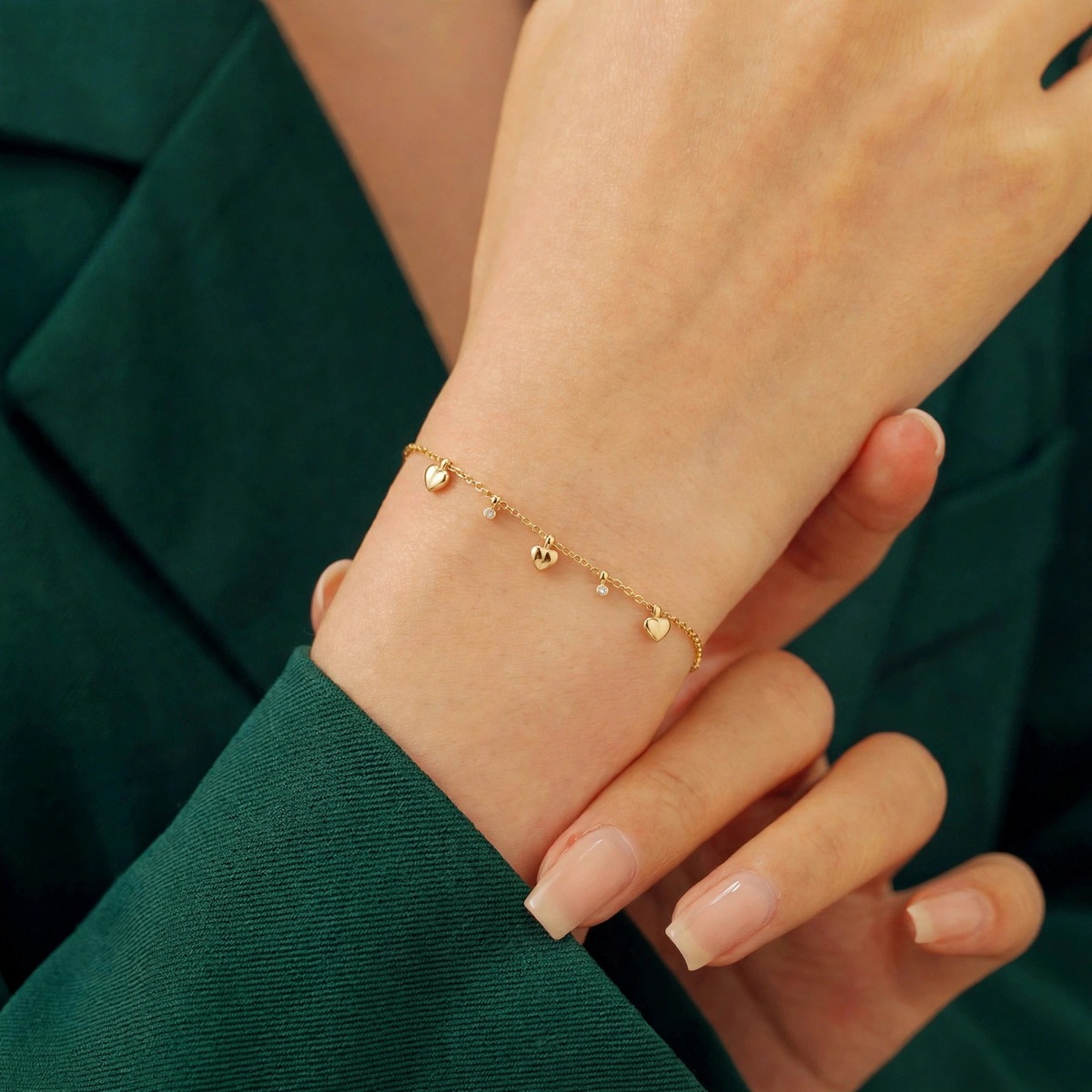 Cherish Heart Bracelet - minimal everyday bracelet, anti tarnish gold bracelet - View 2