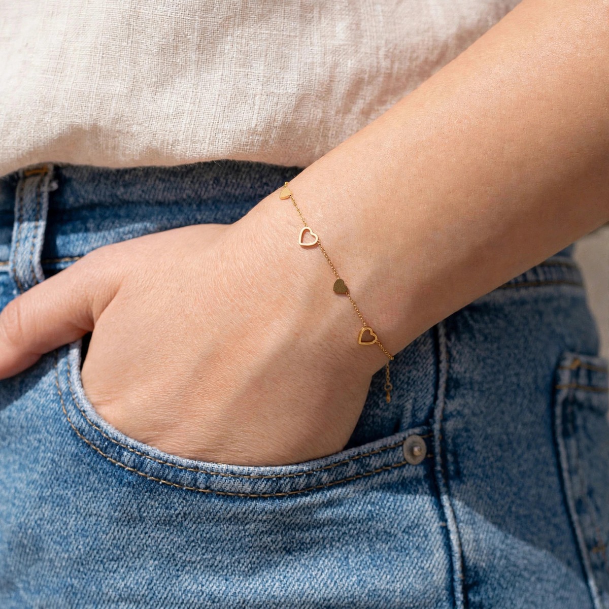 Heart Melody Bracelet - minimal everyday bracelet, anti tarnish gold bracelet - View 5