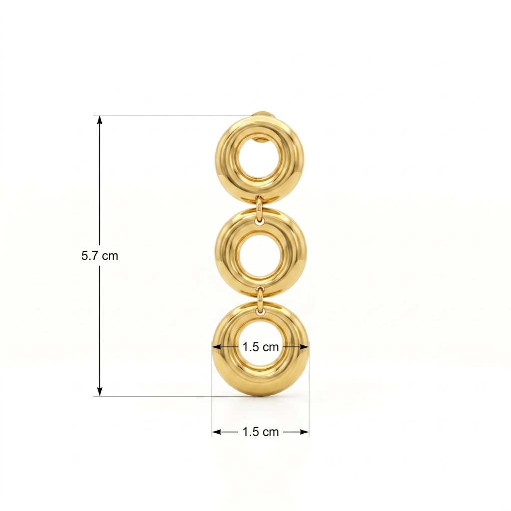 Triple Link Earrings - minimal everyday earrings, anti tarnish gold earrings - View 6