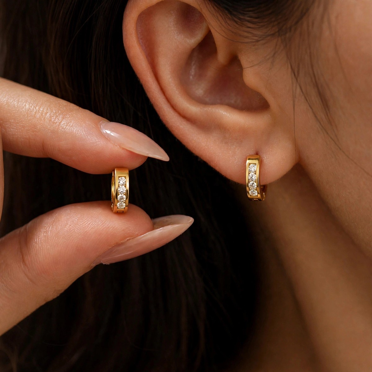 Bold Mini Hoops - minimal everyday earrings, anti tarnish gold earrings - View 7