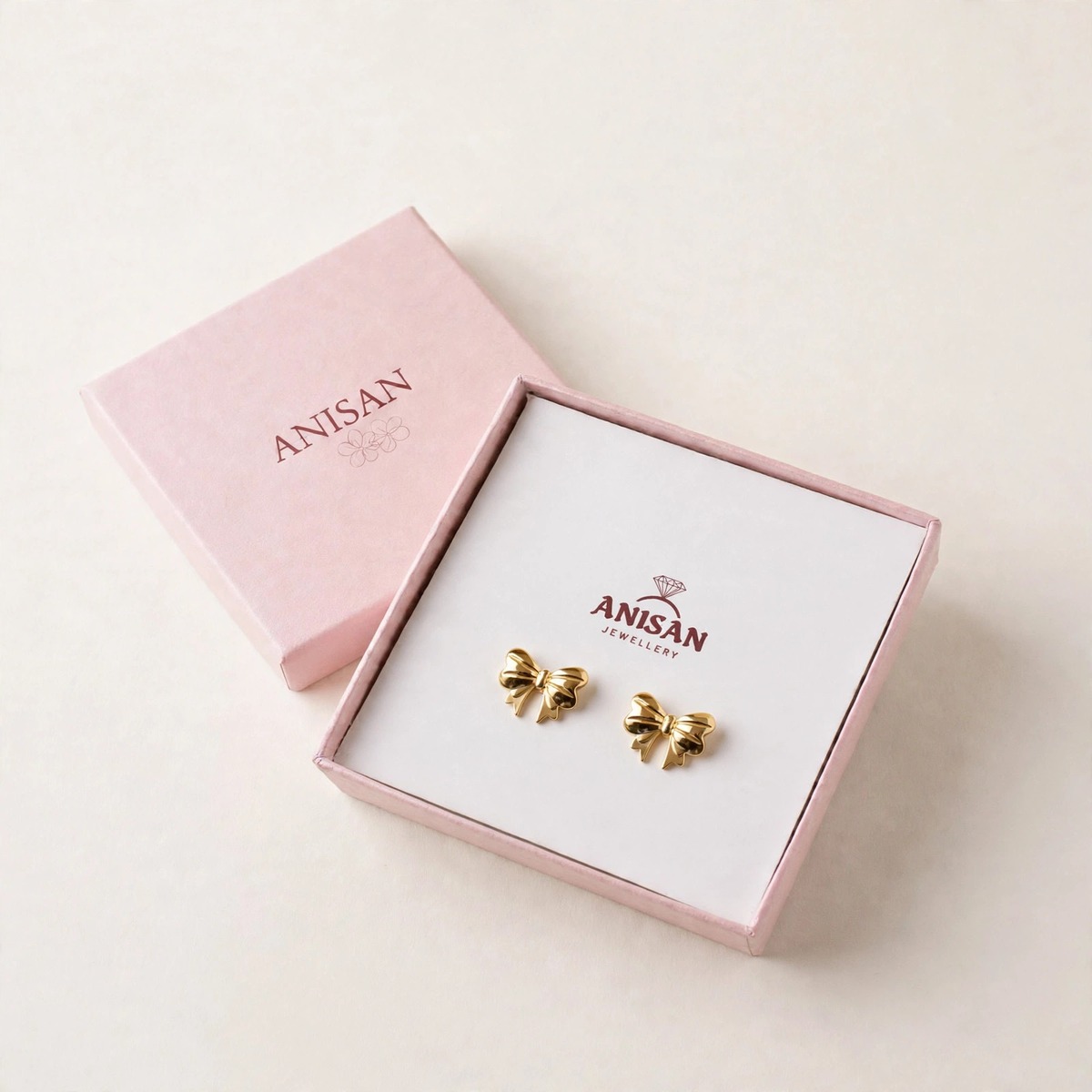 Ribbon Tie Studs - minimal everyday earrings, anti tarnish gold earrings - View 5