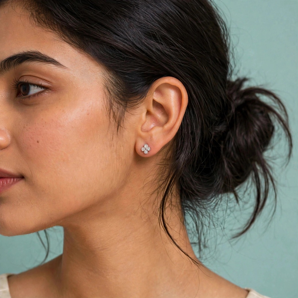 Clover Frame Studs - minimal everyday earrings, anti tarnish gold earrings - View 2