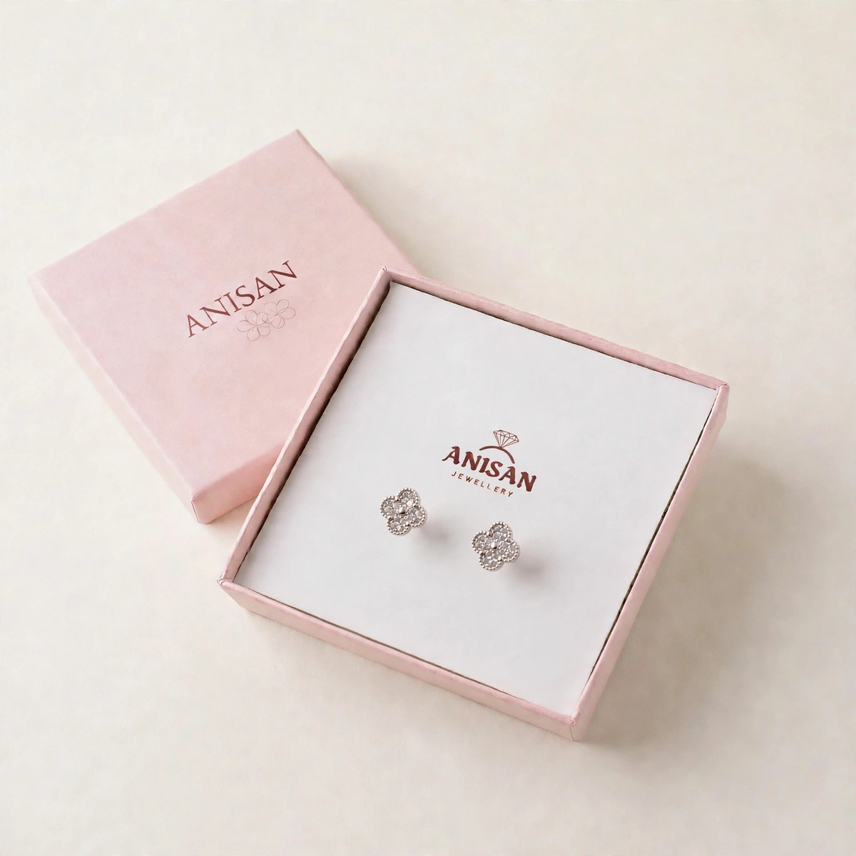 Clover Frame Studs - minimal everyday earrings, anti tarnish gold earrings - View 5
