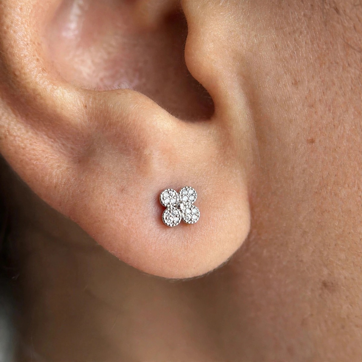 Clover Frame Studs - minimal everyday earrings, anti tarnish gold earrings - View 7