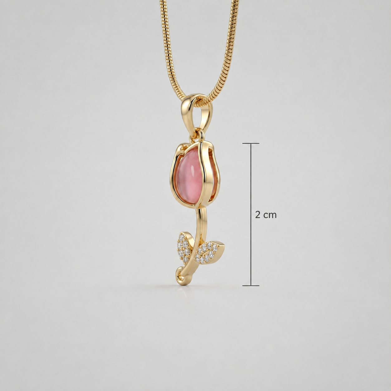 Blush Tulip Pendant - minimal everyday necklace, anti tarnish gold necklace - View 6