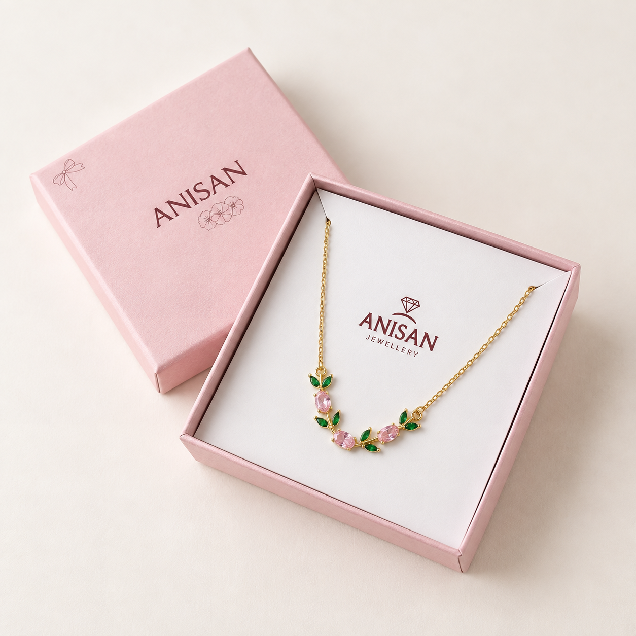 Tulip Bloom Necklace (Pink) - minimal everyday necklace, anti tarnish gold necklace - View 3