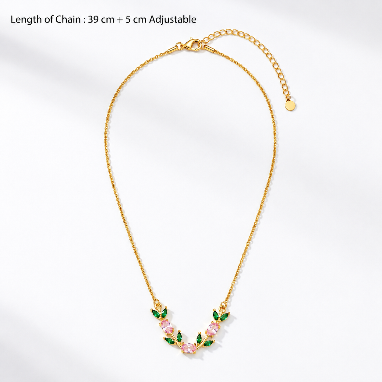 Tulip Bloom Necklace (Pink) - minimal everyday necklace, anti tarnish gold necklace - View 5