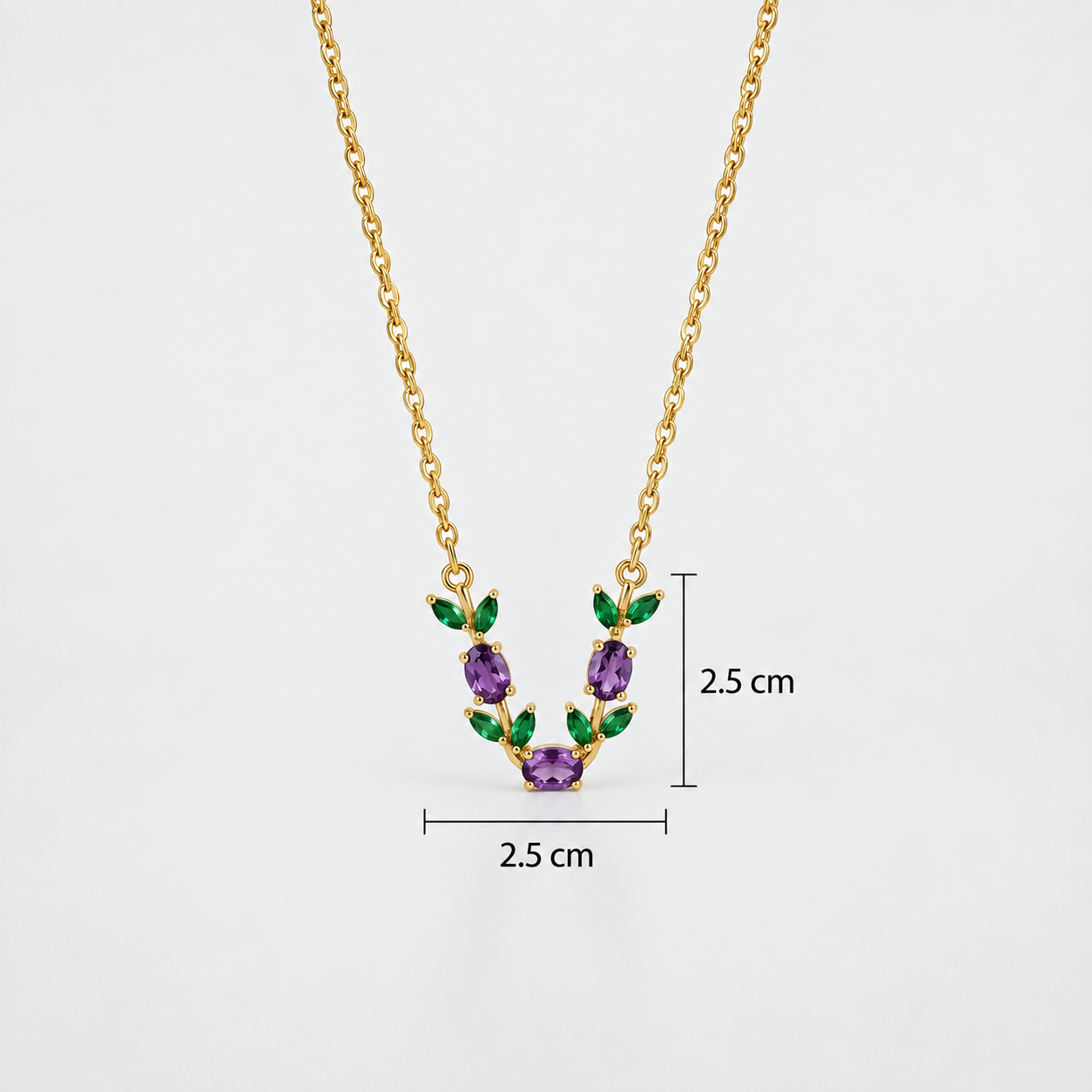 Tulip Bloom Necklace (Purple) - minimal everyday necklace, anti tarnish gold necklace - View 4