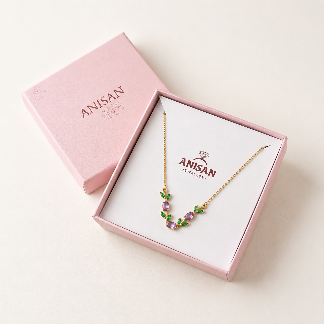Tulip Bloom Necklace (Purple) - minimal everyday necklace, anti tarnish gold necklace - View 5