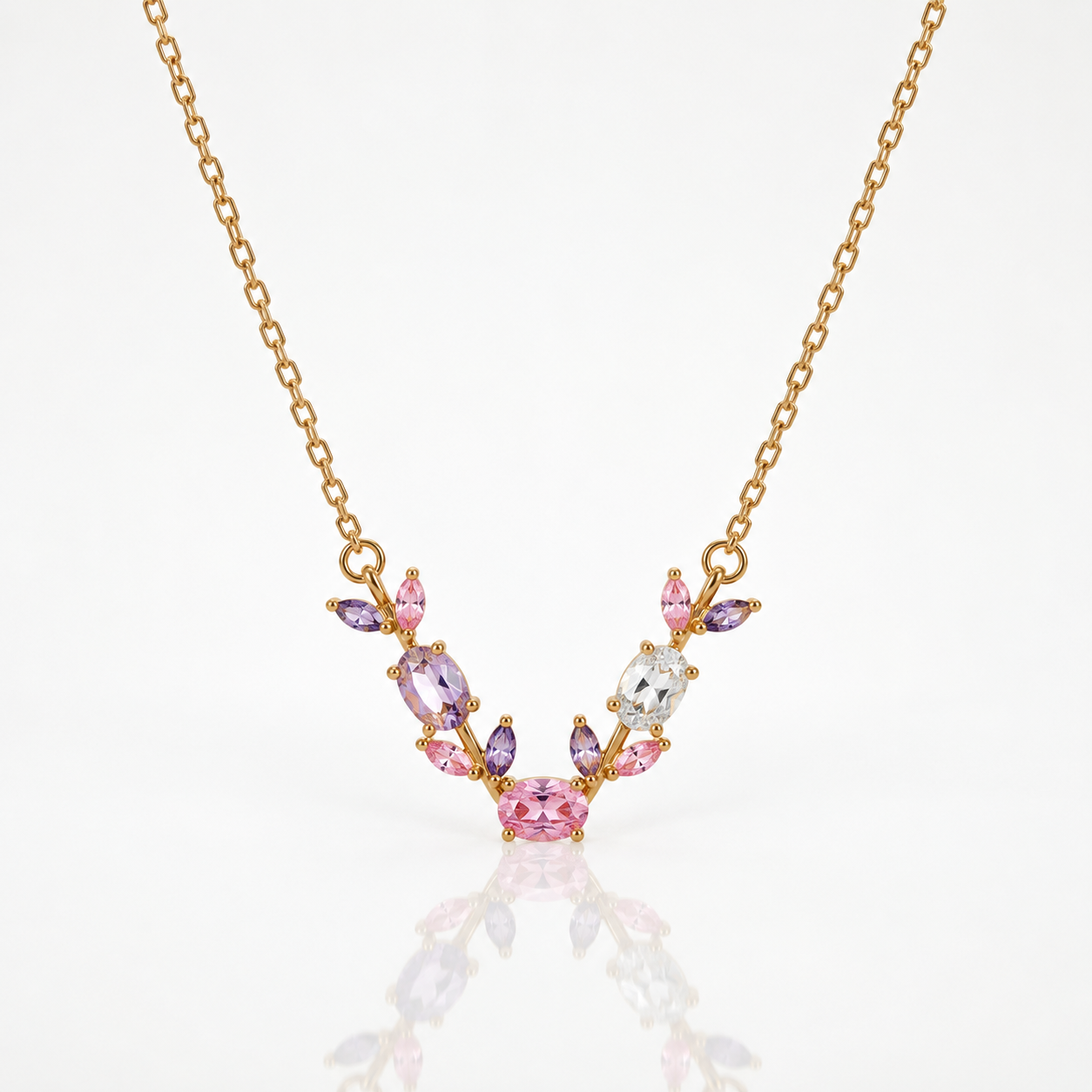 Pastel Tulip Bloom Pendant - minimal everyday necklace, anti tarnish gold necklace - View 5