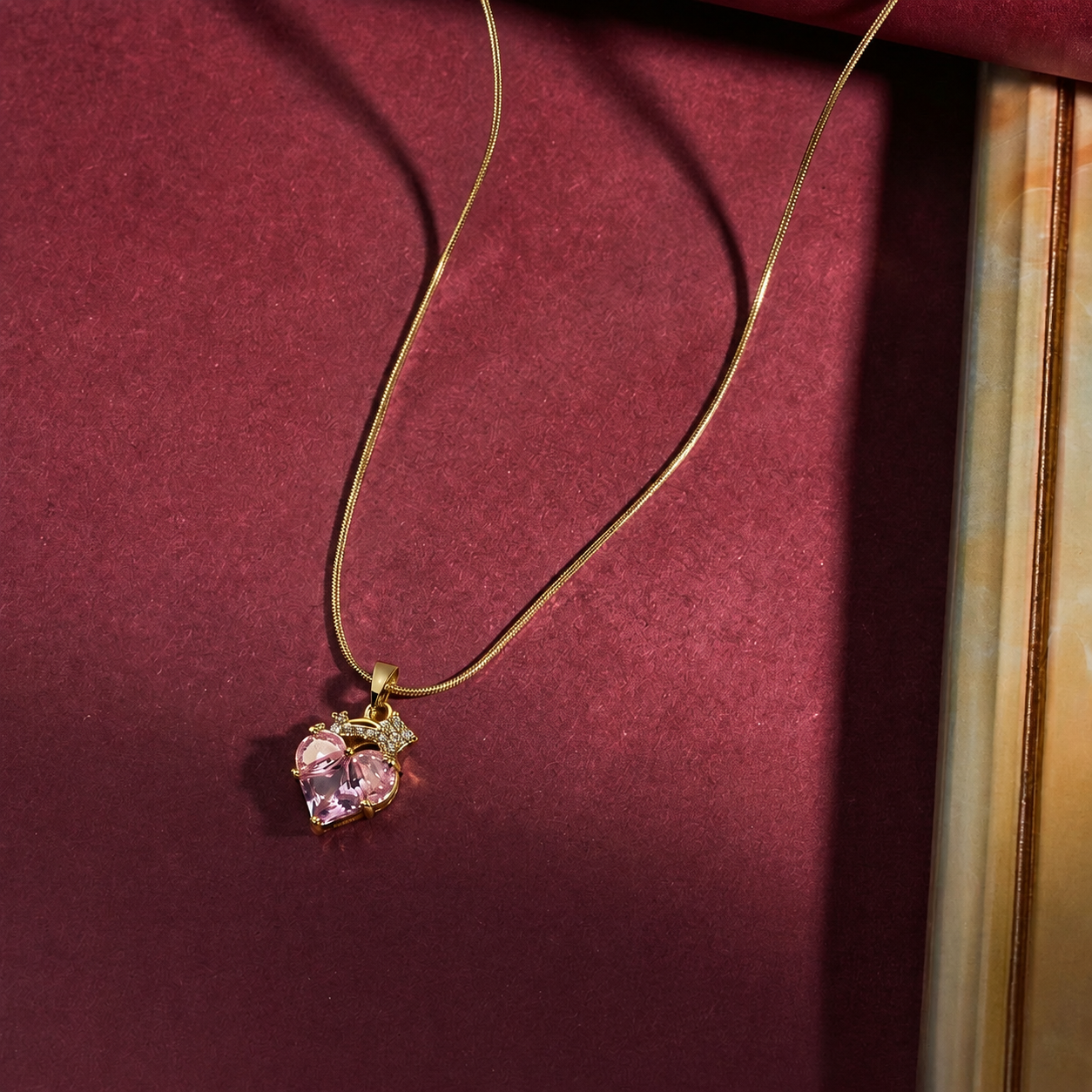 Blush Heart Pendant - minimal everyday necklace, anti tarnish gold necklace - View 7