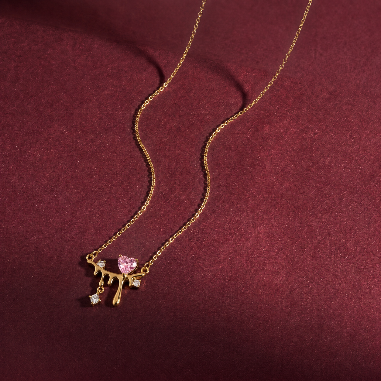 Golden Drip Heart Pendant - minimal everyday necklace, anti tarnish gold necklace - View 4