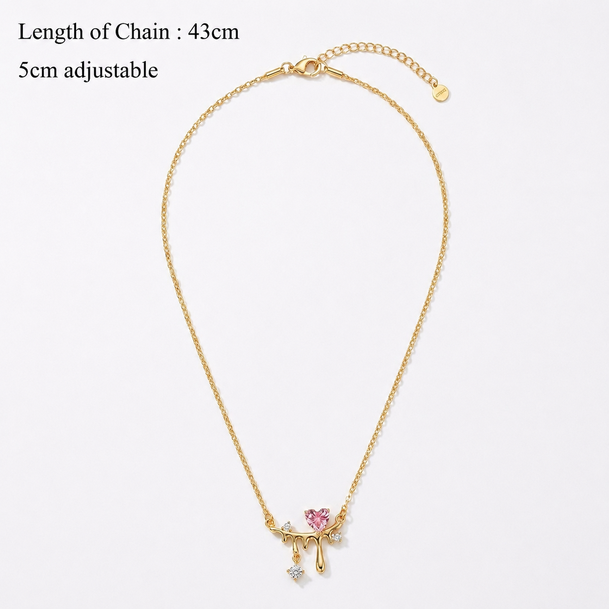 Golden Drip Heart Pendant - minimal everyday necklace, anti tarnish gold necklace - View 5