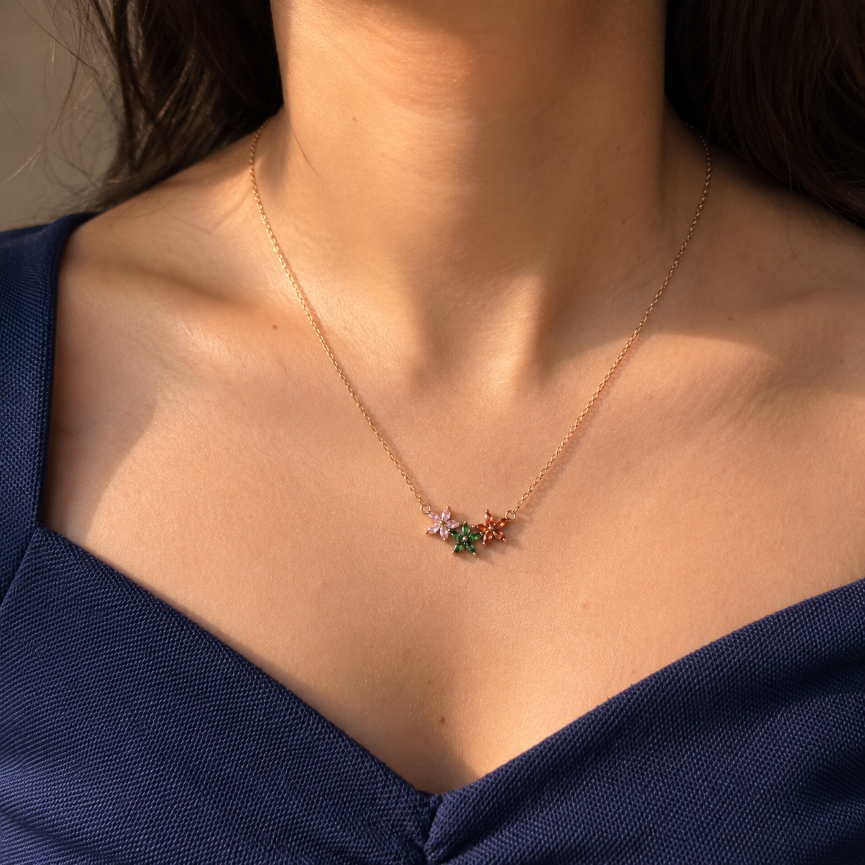 Blossom Garden Necklace - minimal everyday necklace, anti tarnish gold necklace - View 2