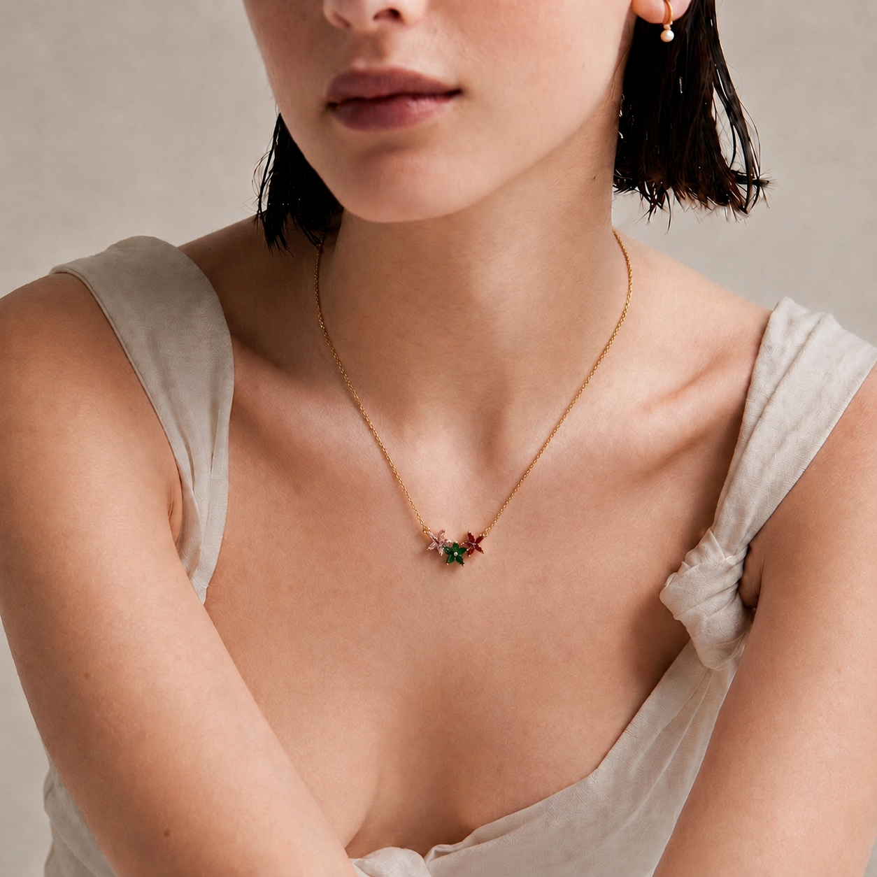 Blossom Garden Necklace - minimal everyday necklace, anti tarnish gold necklace - View 6