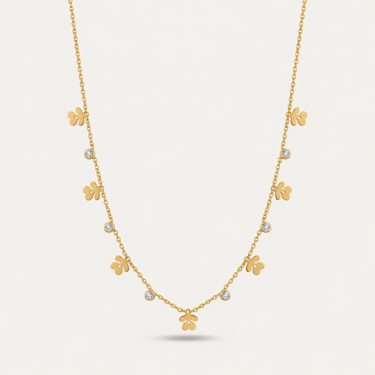 Petal Vine Necklace - minimal everyday necklace, anti tarnish gold necklace - View 3