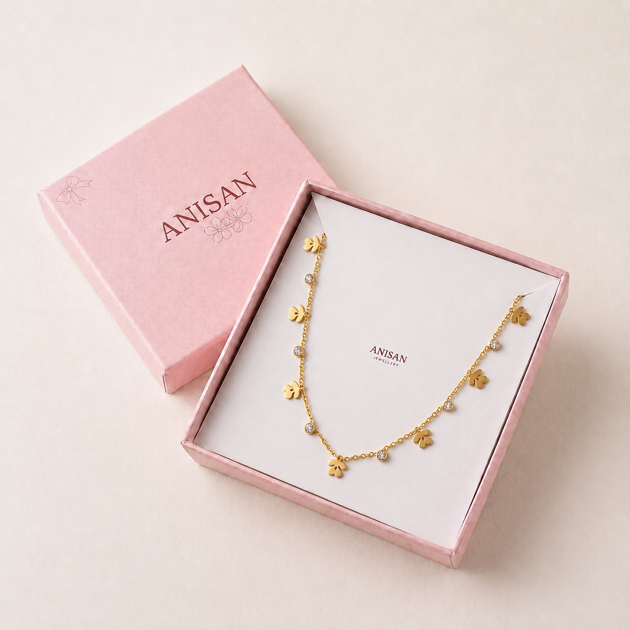 Petal Vine Necklace - minimal everyday necklace, anti tarnish gold necklace - View 5