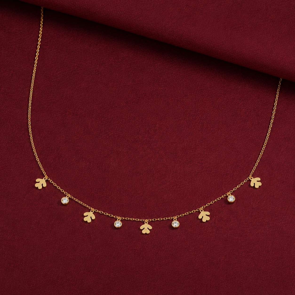 Petal Vine Necklace - minimal everyday necklace, anti tarnish gold necklace - View 6