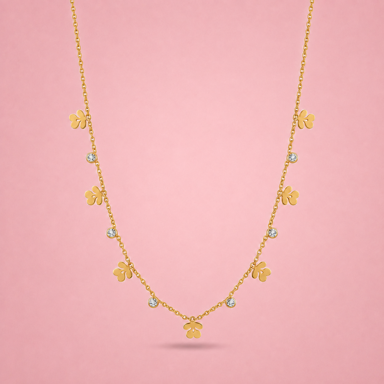 Petal Vine Necklace - minimal everyday necklace, anti tarnish gold necklace - View 7