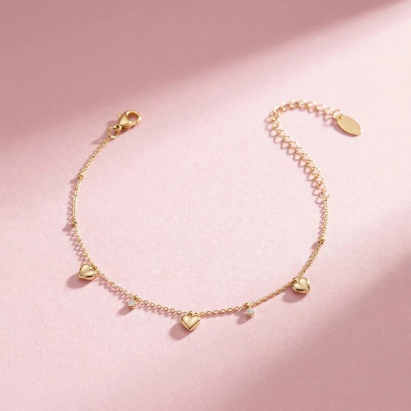 Cherish Heart Bracelet - minimal everyday bracelet, anti tarnish gold bracelet