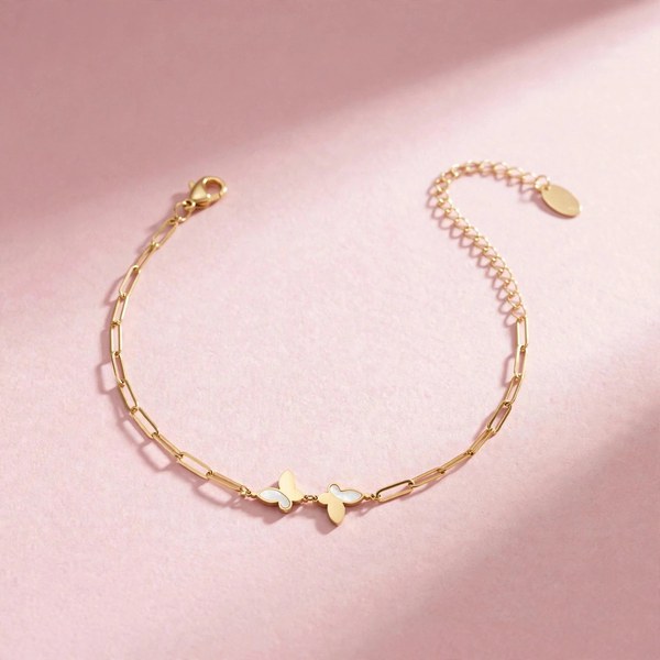 Twin Wing Bracelet - minimal everyday bracelet, anti tarnish gold bracelet