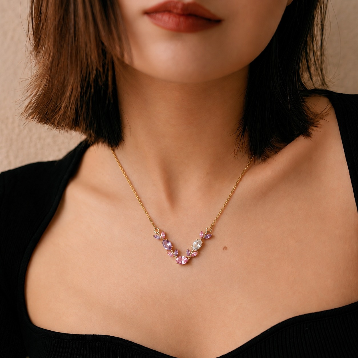 Pastel Tulip Bloom Pendant - minimal everyday necklace, anti tarnish gold necklace