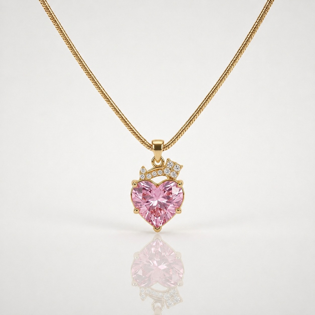 Blush Heart Pendant - minimal everyday necklace, anti tarnish gold necklace