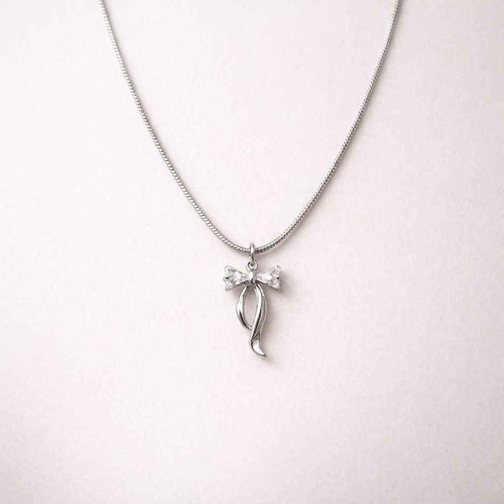 Sparkle Bow Pendant Necklace